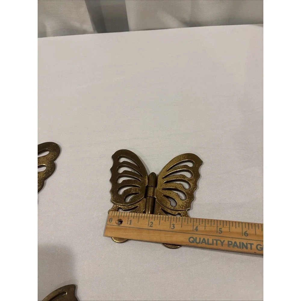VTG Home Interior Butterflies Hinged Plastic Golden Wall Hanging~ Set Of 3